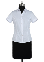 女短袖襯衫白條紋TMNC507A